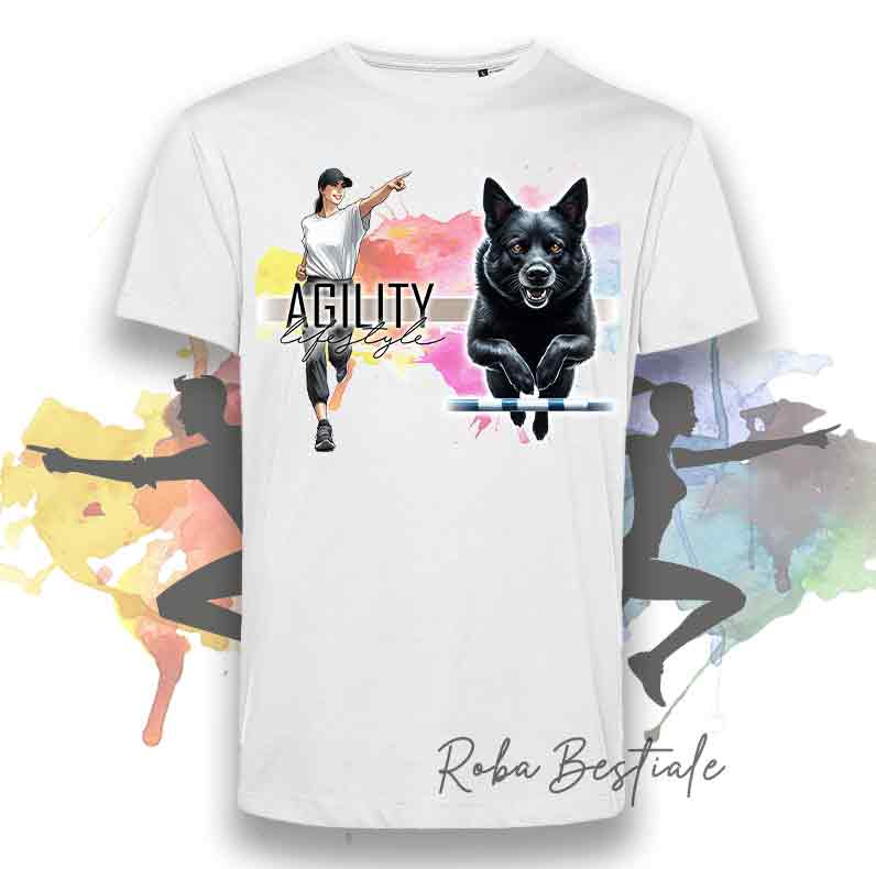 AGILITY Lifestyle T-Shirt - AUSTRALIAN KELPIE Black - "GIRL" or "BOY" Design