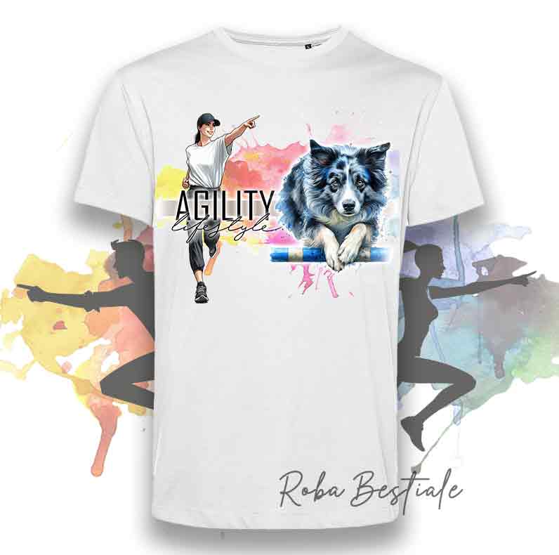 T-Shirt AGILITY Lifestyle - BORDER COLLIE Blue Merle - Design "GIRL" o "BOY"