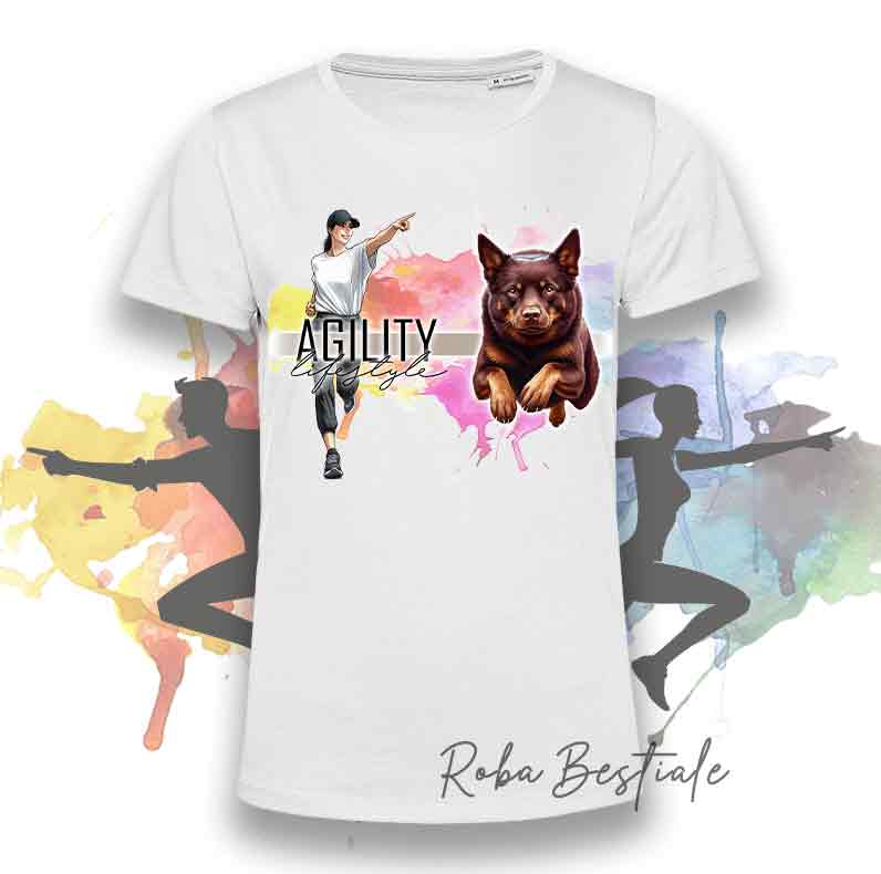 T-Shirt AGILITY Lifestyle - AUSTRALIAN KELPIE Chocolate - Design "GIRL" o "BOY"