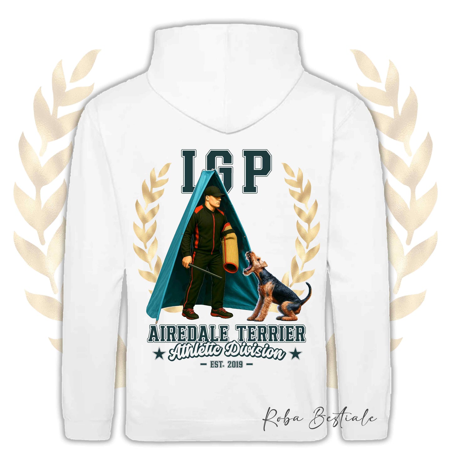 Felpa IGP REVIER - AIREDALE TERRIER - Con Cappuccio e Tasconi, Unisex, in tanti colori - dalla XS alla 5XL