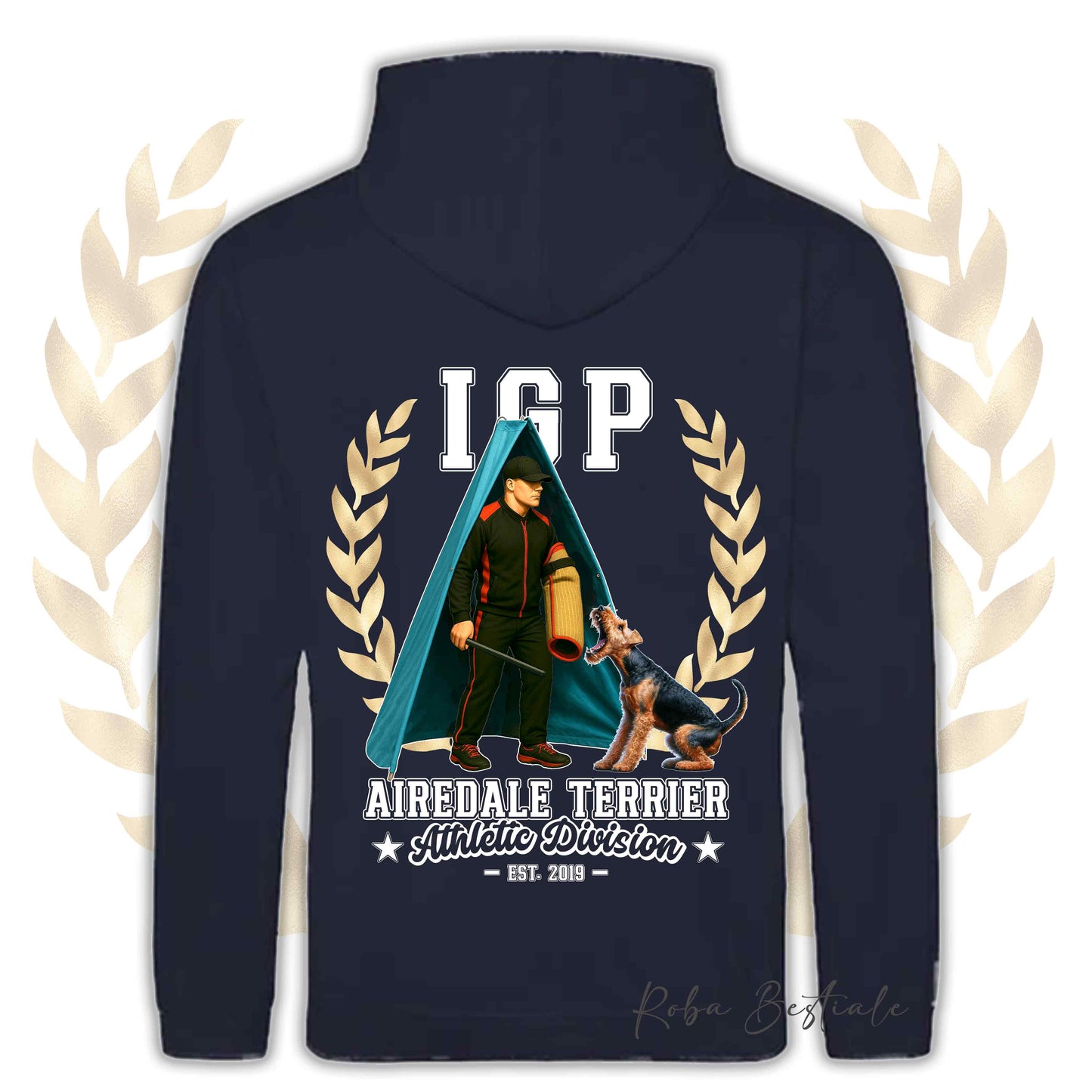 Felpa IGP REVIER - AIREDALE TERRIER - Con Cappuccio e Tasconi, Unisex, in tanti colori - dalla XS alla 5XL
