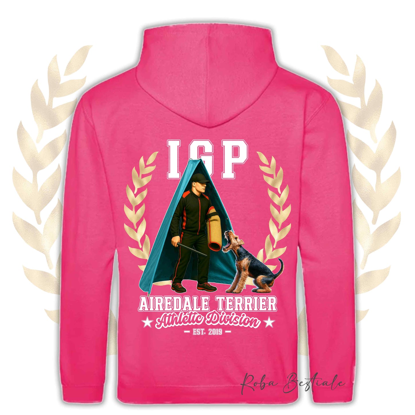 Felpa IGP REVIER - AIREDALE TERRIER - Con Cappuccio e Tasconi, Unisex, in tanti colori - dalla XS alla 5XL