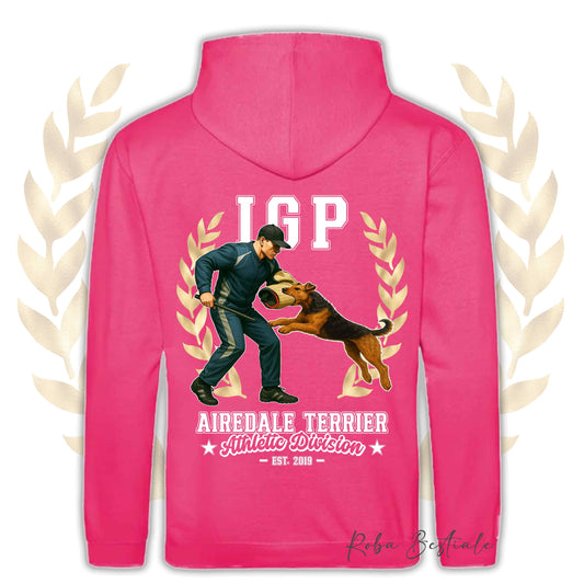 Felpa IGP ATTACK - AIREDALE TERRIER - Con Cappuccio e Tasconi, Unisex, in tanti colori - dalla XS alla 5XL