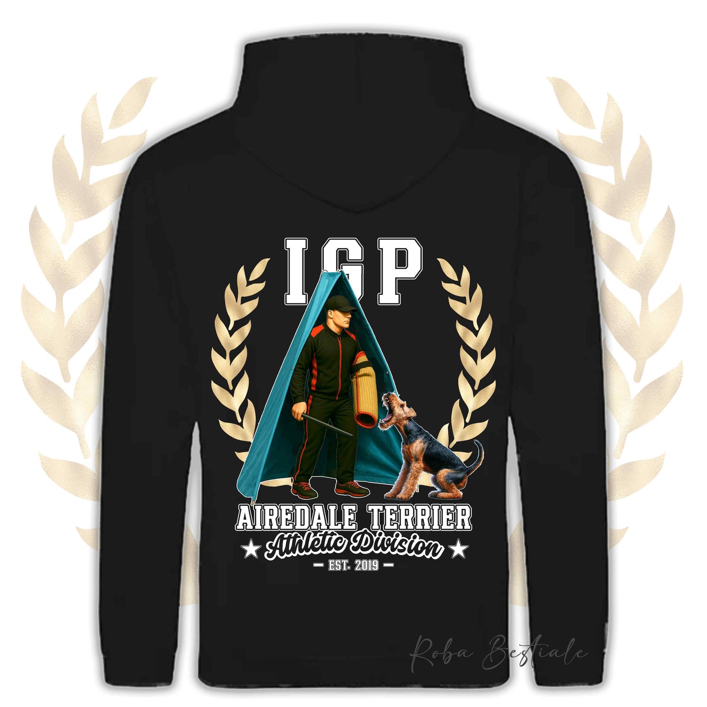 Felpa IGP REVIER - AIREDALE TERRIER - Con Cappuccio e Tasconi, Unisex, in tanti colori - dalla XS alla 5XL