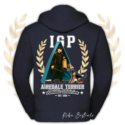 Felpa IGP REVIER - AIREDALE TERRIER - Con Cappuccio e Full Zip, Uomo o Donna, in tanti colori - dalla XS alla 5XL