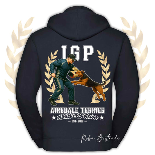 Felpa IGP ATTACK - AIREDALE TERRIER - Con Cappuccio e Full Zip, Uomo o Donna, in tanti colori - dalla XS alla 5XL