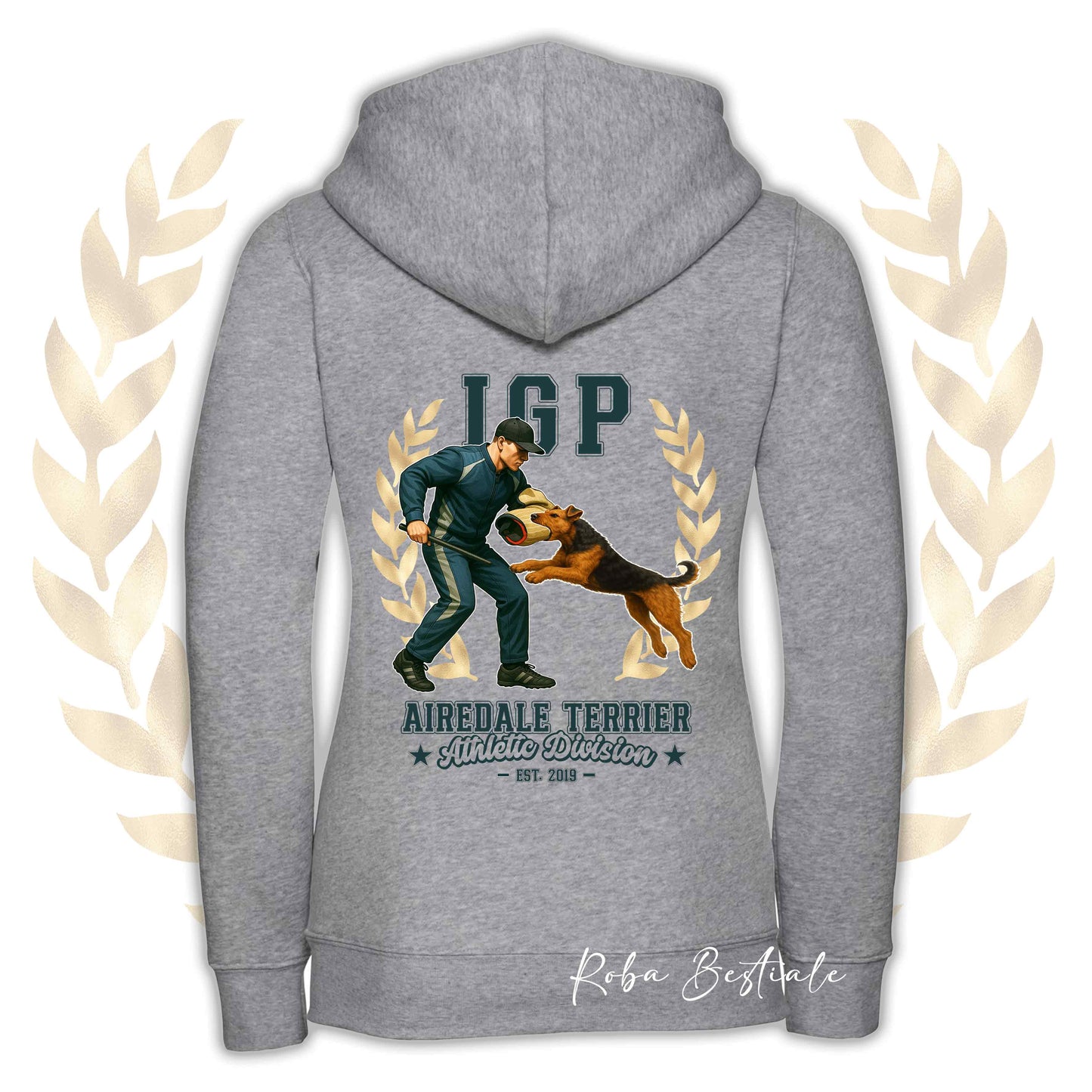 Felpa IGP ATTACK - AIREDALE TERRIER - Con Cappuccio e Full Zip, Uomo o Donna, in tanti colori - dalla XS alla 5XL