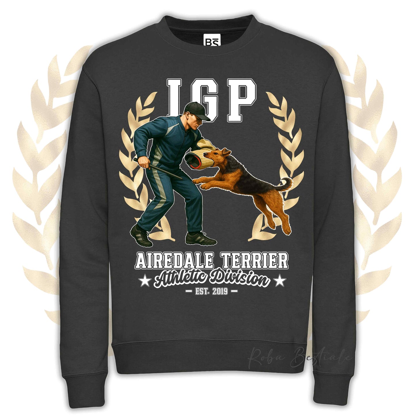 Felpa Invernale IGP ATTACK - AIREDALE TERRIER - Girocollo, Unisex, in tanti colori! - dalla XS alla 3XL