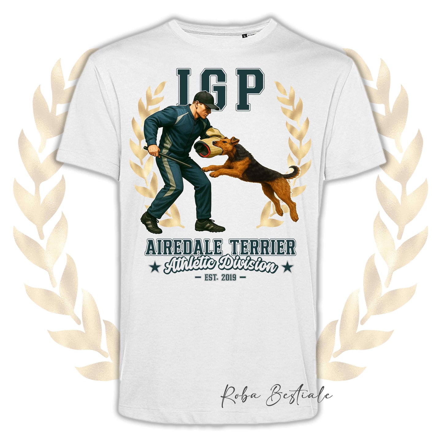 T-Shirt IGP ATTACK - AIREDALE TERRIER - Uomo o Donna, disponibile in tanti colori - dalla XS alla 5XL