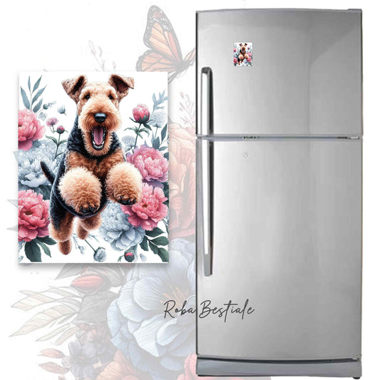 Calamita PEONY - AIREDALE TERRIER - in MDF - 7x5 cm