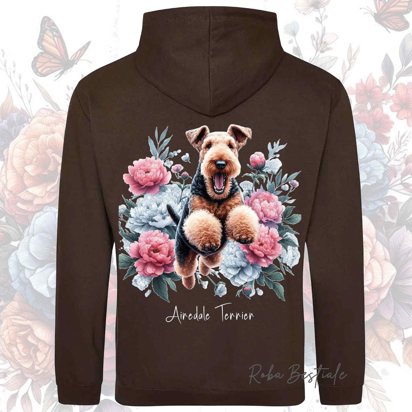 Felpa PEONY - AIREDALE TERRIER - Con Cappuccio e Tasconi, Unisex, in tanti colori - dalla XS alla 5XL