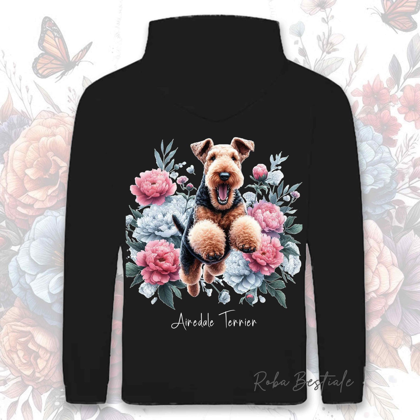 Felpa PEONY - AIREDALE TERRIER - Con Cappuccio e Tasconi, Unisex, in tanti colori - dalla XS alla 5XL