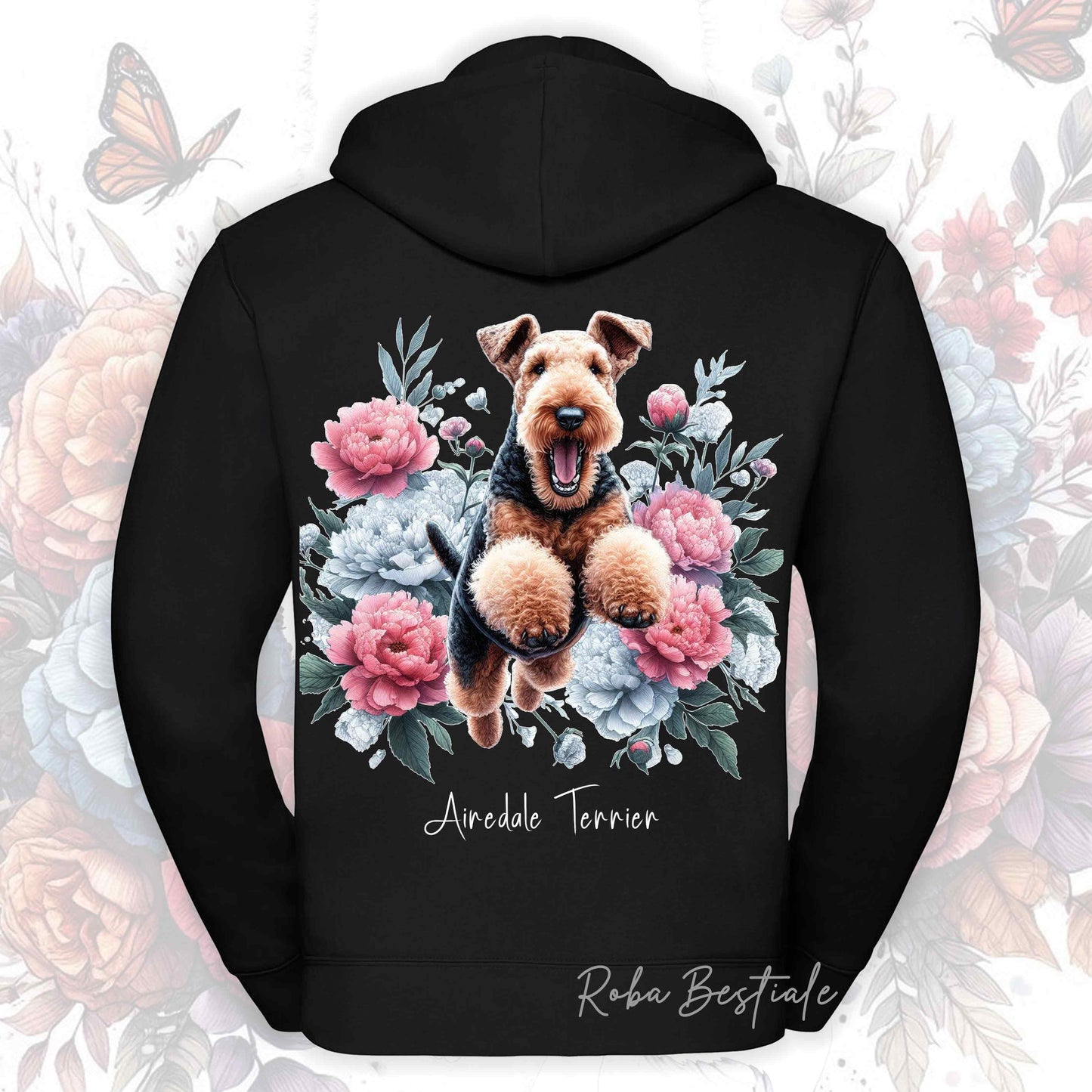 Felpa PEONY - AIREDALE TERRIER - Con Cappuccio e Full Zip, Uomo o Donna, in tanti colori - dalla XS alla 5XL