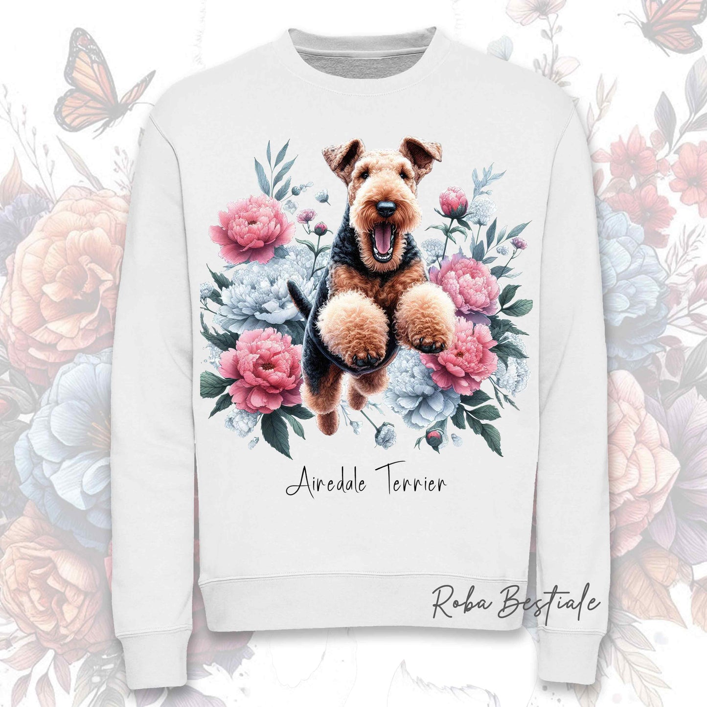 Felpa Invernale PEONY - AIREDALE TERRIER - Girocollo, Unisex, in tanti colori! - dalla XS alla 3XL