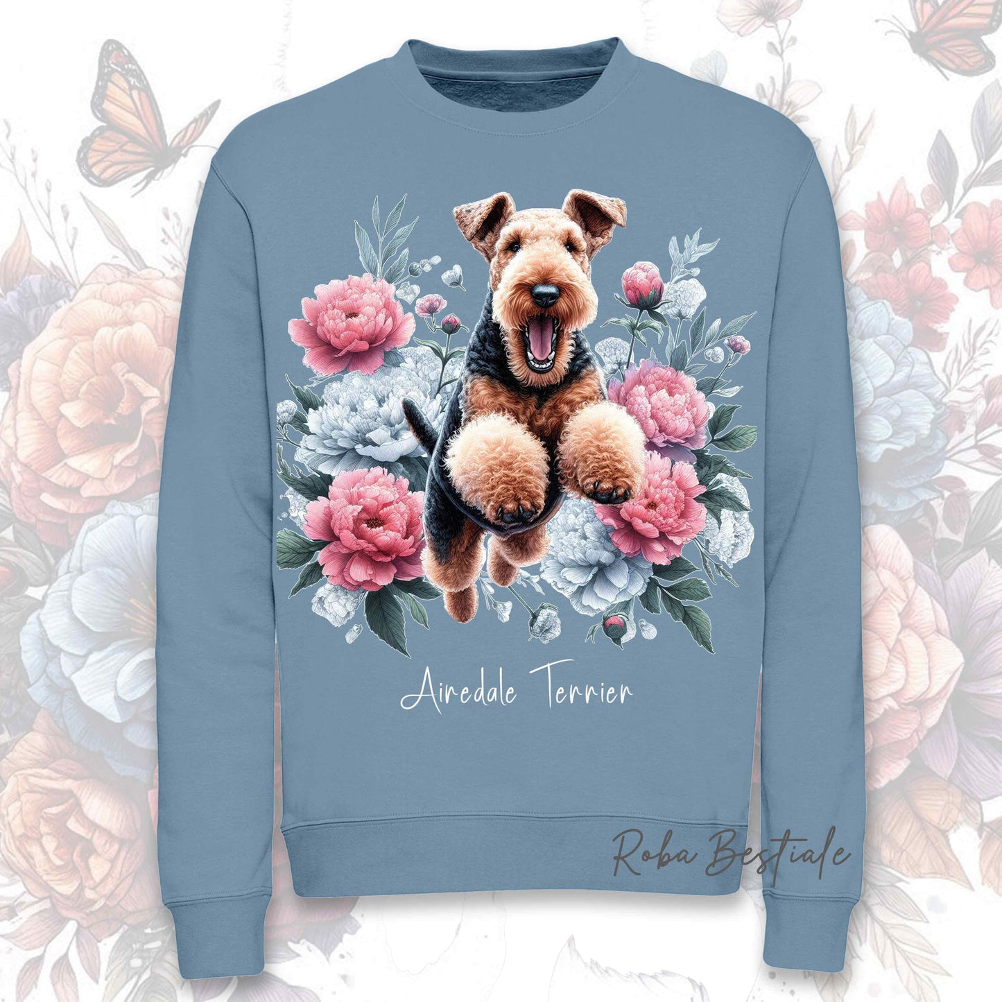 Felpa Invernale PEONY - AIREDALE TERRIER - Girocollo, Unisex, in tanti colori! - dalla XS alla 3XL
