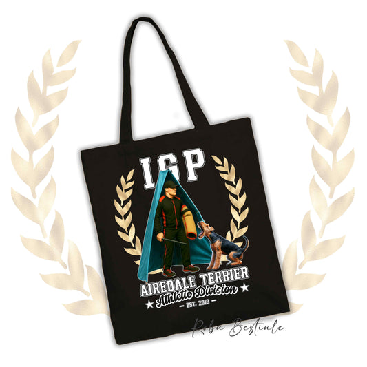 Shopper IGP REVIER - AIREDALE TERRIER - 100% Cotone, diversi colori disponibili