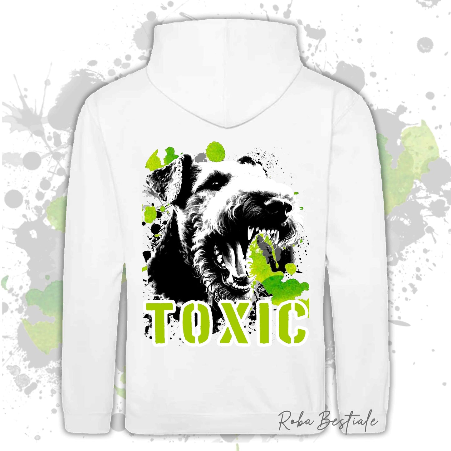 Felpa TOXIC - AIREDALE TERRIER - Con Cappuccio e Tasconi, Unisex, in tanti colori - dalla XS alla 5XL