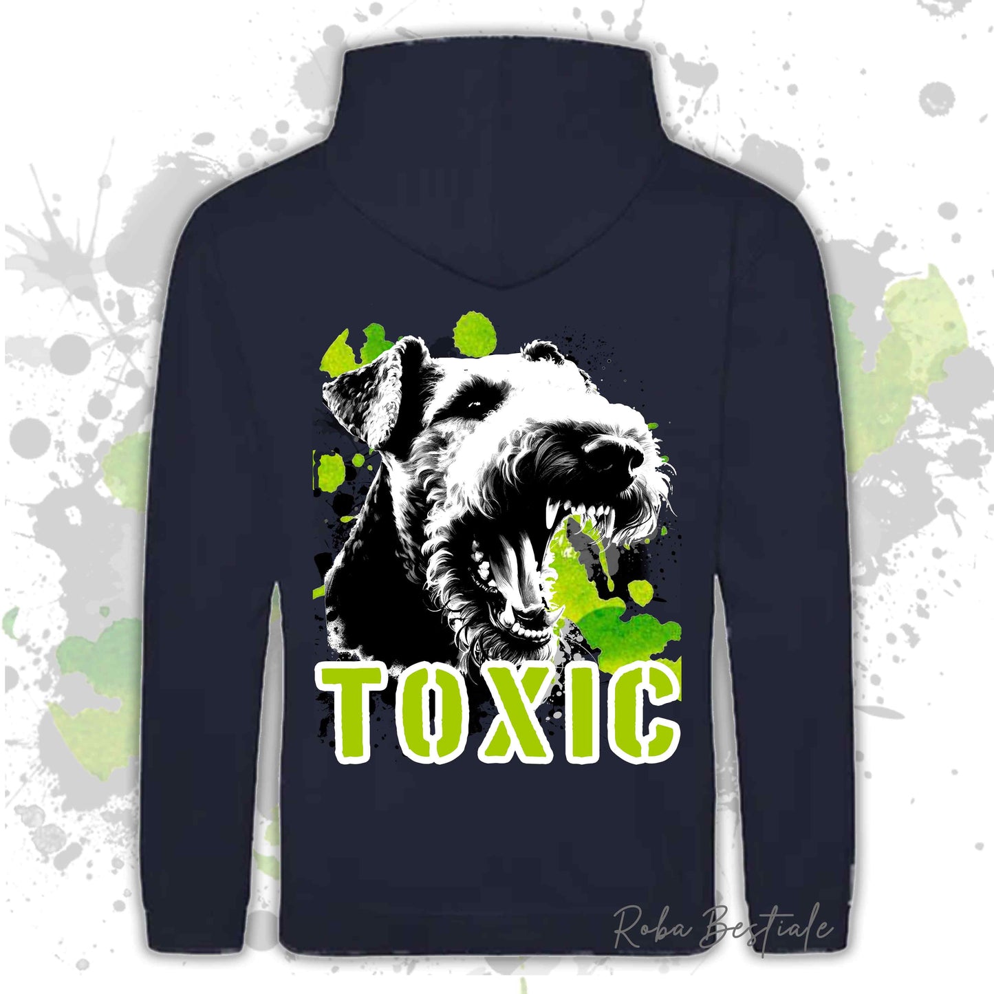Felpa TOXIC - AIREDALE TERRIER - Con Cappuccio e Tasconi, Unisex, in tanti colori - dalla XS alla 5XL