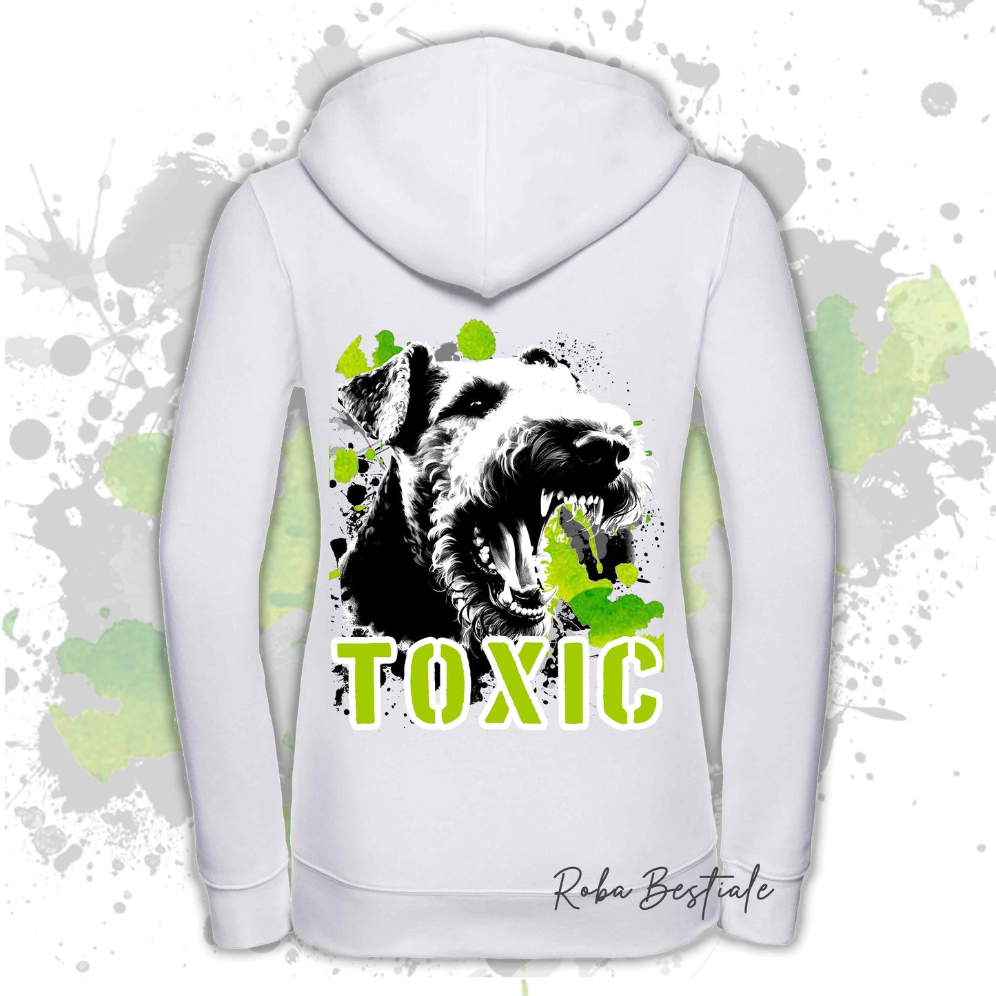 Felpa TOXIC - AIREDALE TERRIER - Con Cappuccio e Full Zip, Uomo o Donna, in tanti colori - dalla XS alla 5XL