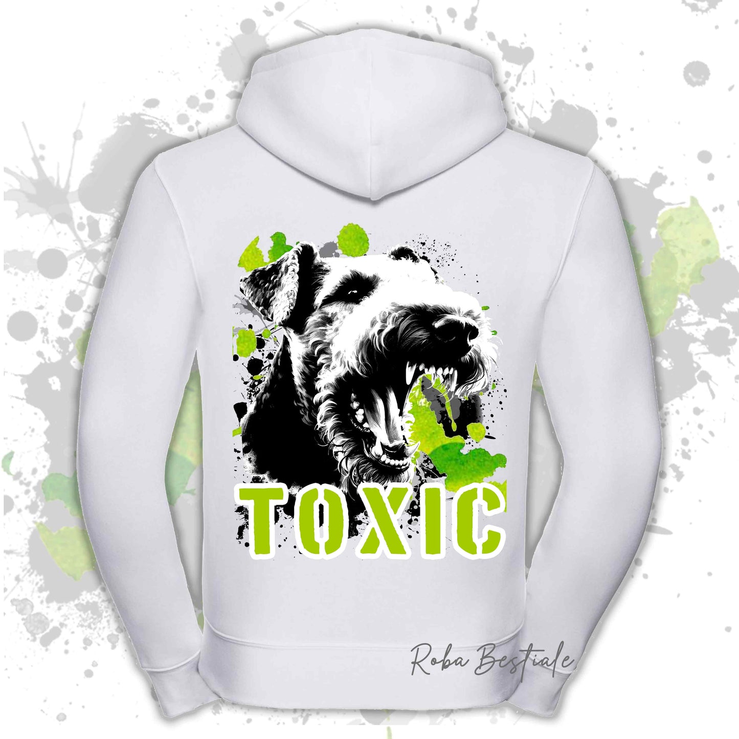 Felpa TOXIC - AIREDALE TERRIER - Con Cappuccio e Full Zip, Uomo o Donna, in tanti colori - dalla XS alla 5XL