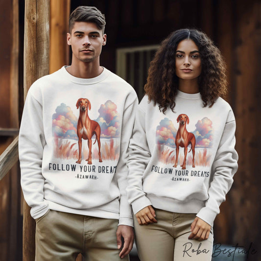 QUOTES "DREAM" Winter Sweatshirt - AZAWAKH - Crew Neck, Unisex - Off White, White, or Gray - XS to 3XL