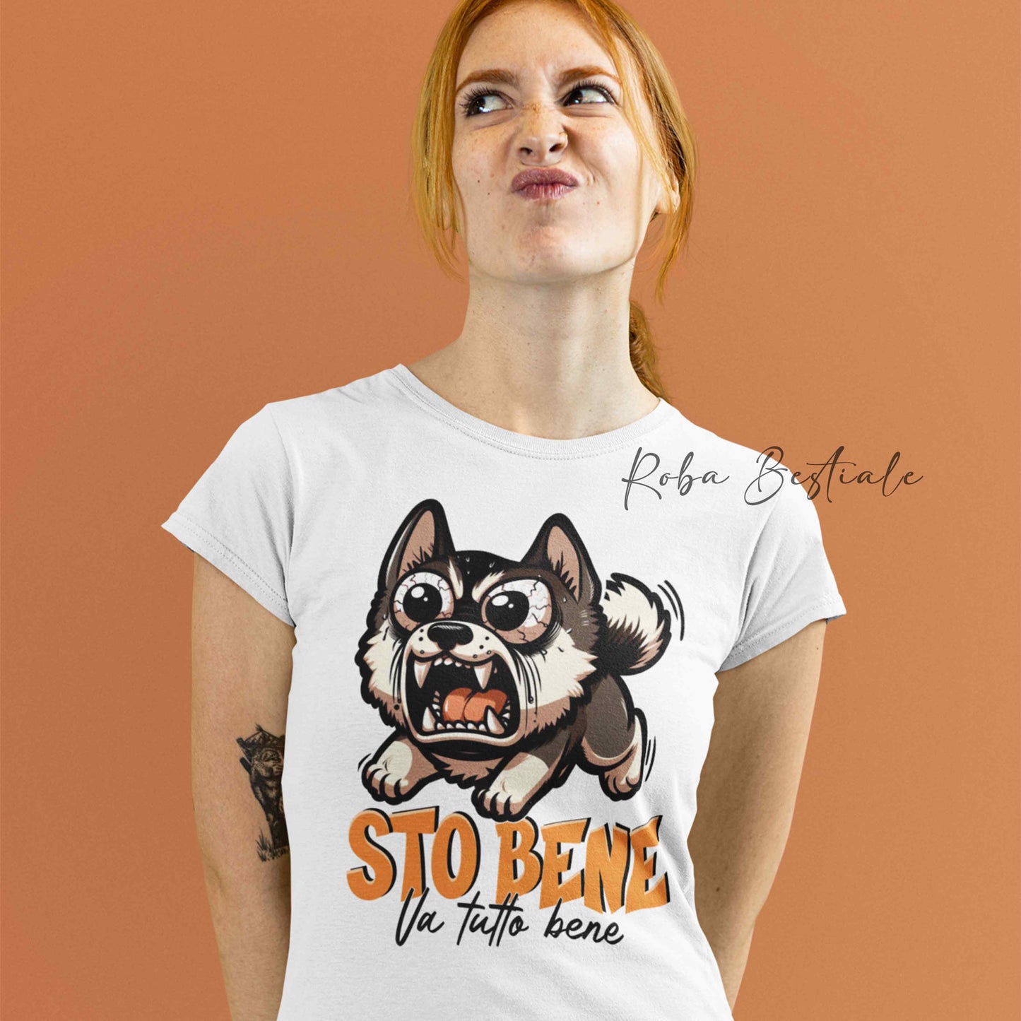 T-Shirt BONKERS - STO BENE - AKITA AMERICANO - Uomo o Donna - dalla XS alla 5XL