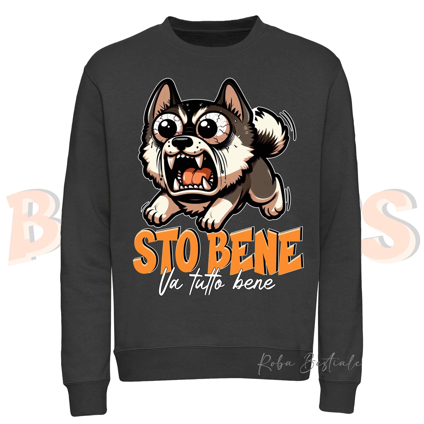 Felpa Invernale BONKERS - STO BENE - AKITA AMERICANO - Girocollo, Unisex, in tanti colori! - dalla XS alla 3XL