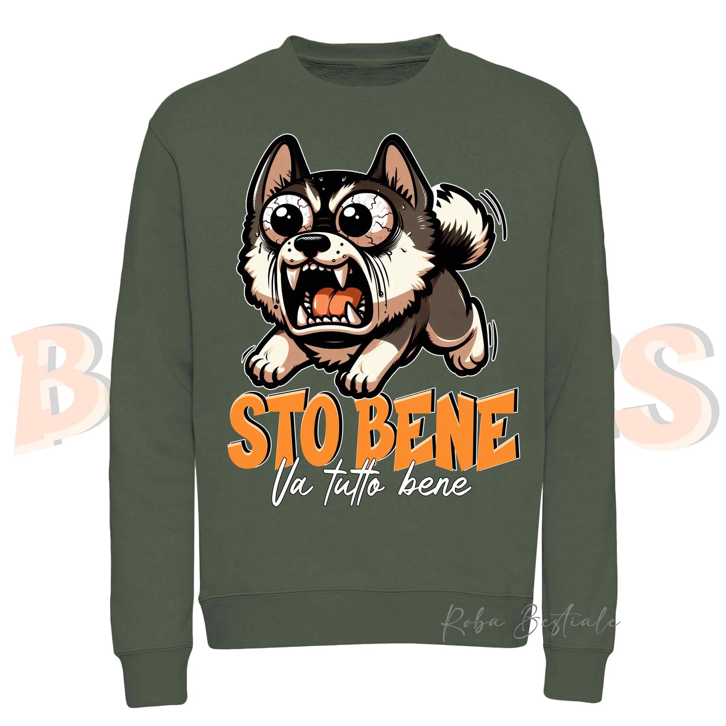Felpa Invernale BONKERS - STO BENE - AKITA AMERICANO - Girocollo, Unisex, in tanti colori! - dalla XS alla 3XL
