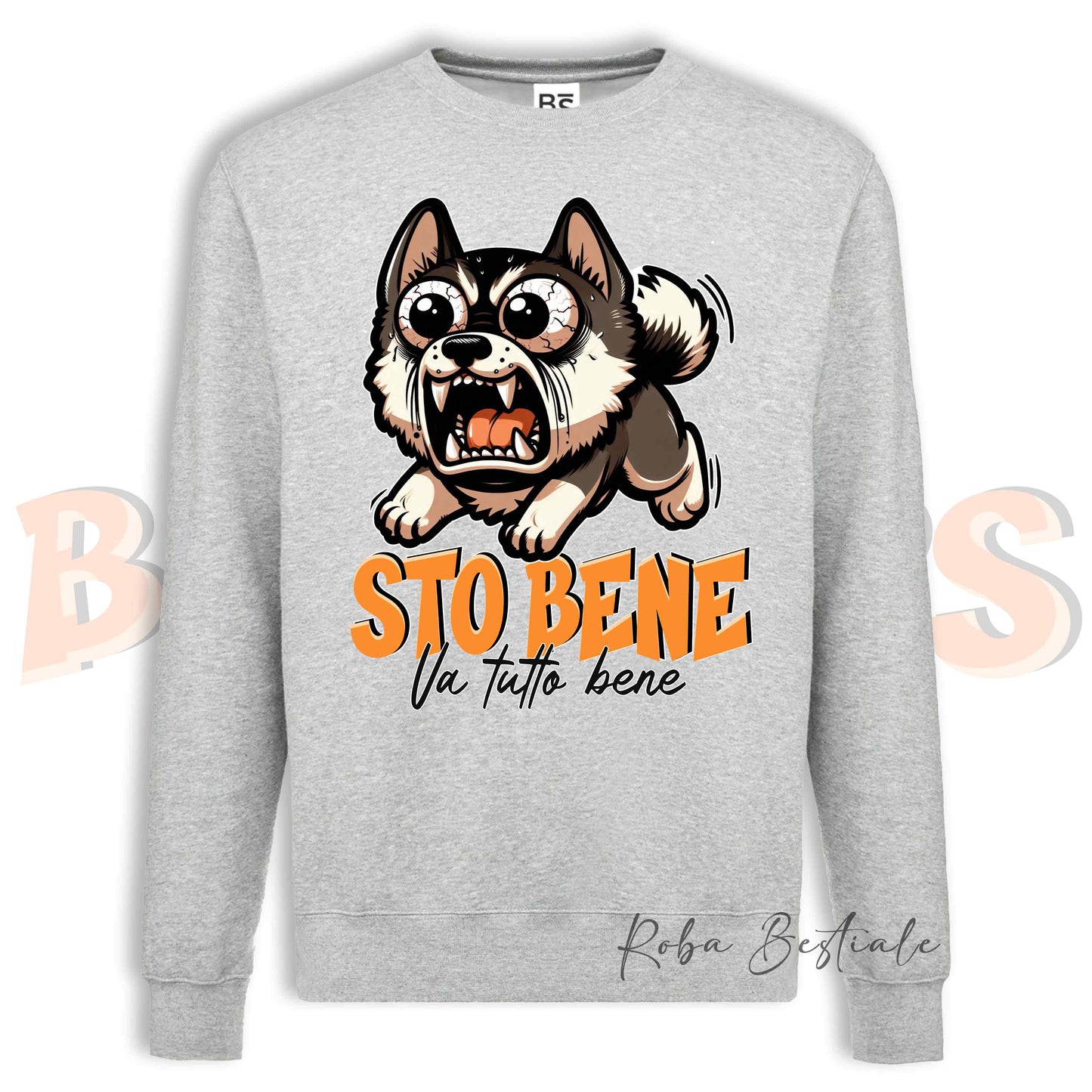 Felpa Invernale BONKERS - STO BENE - AKITA AMERICANO - Girocollo, Unisex, in tanti colori! - dalla XS alla 3XL