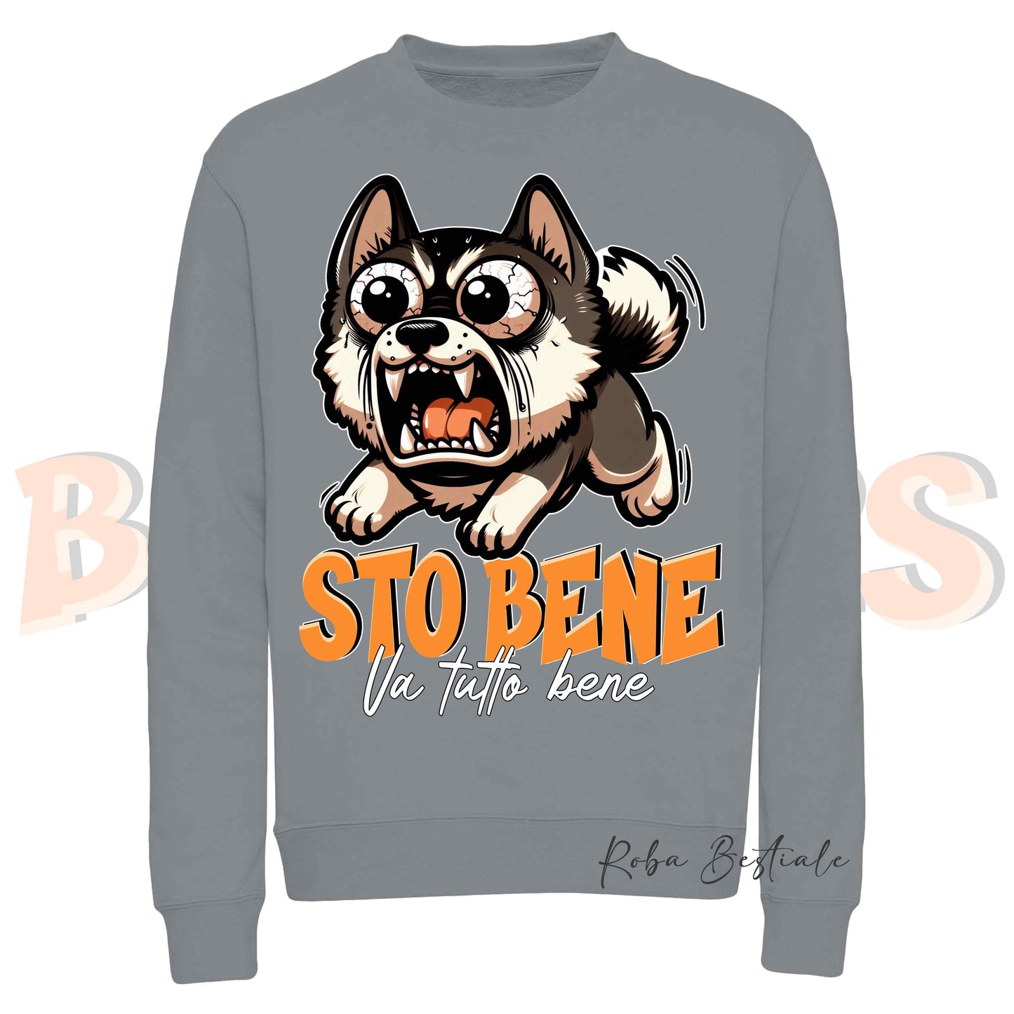 Felpa Invernale BONKERS - STO BENE - AKITA AMERICANO - Girocollo, Unisex, in tanti colori! - dalla XS alla 3XL