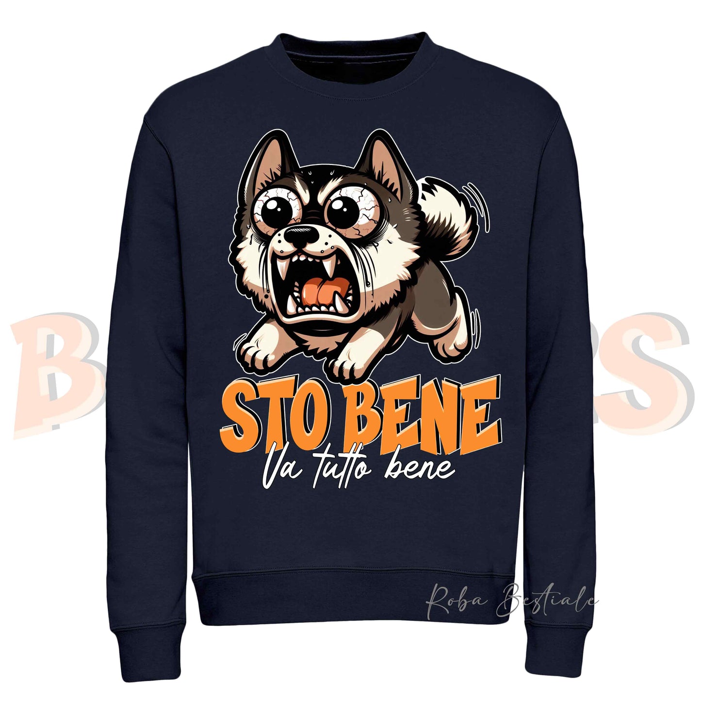 Felpa Invernale BONKERS - STO BENE - AKITA AMERICANO - Girocollo, Unisex, in tanti colori! - dalla XS alla 3XL