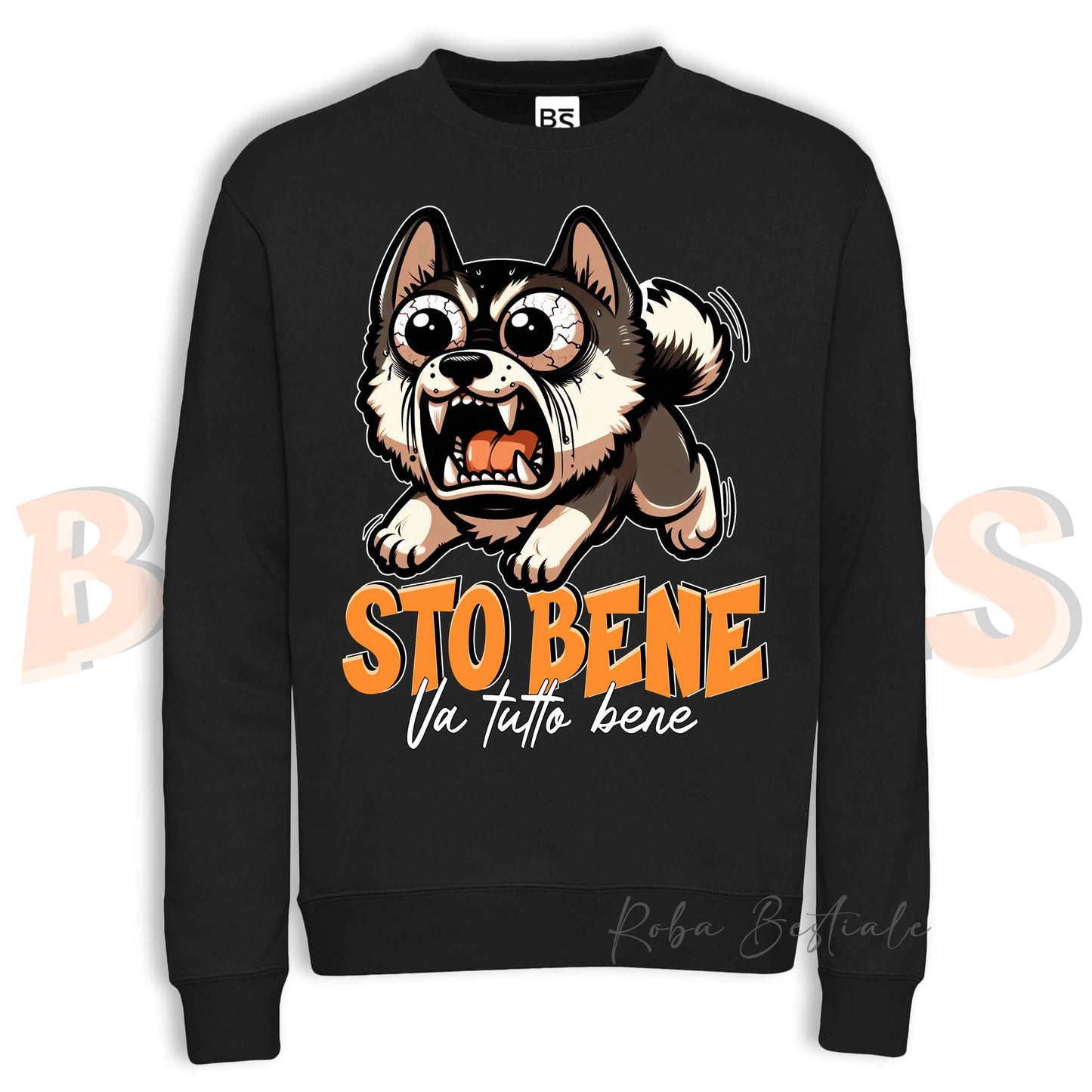 Felpa Invernale BONKERS - STO BENE - AKITA AMERICANO - Girocollo, Unisex, in tanti colori! - dalla XS alla 3XL