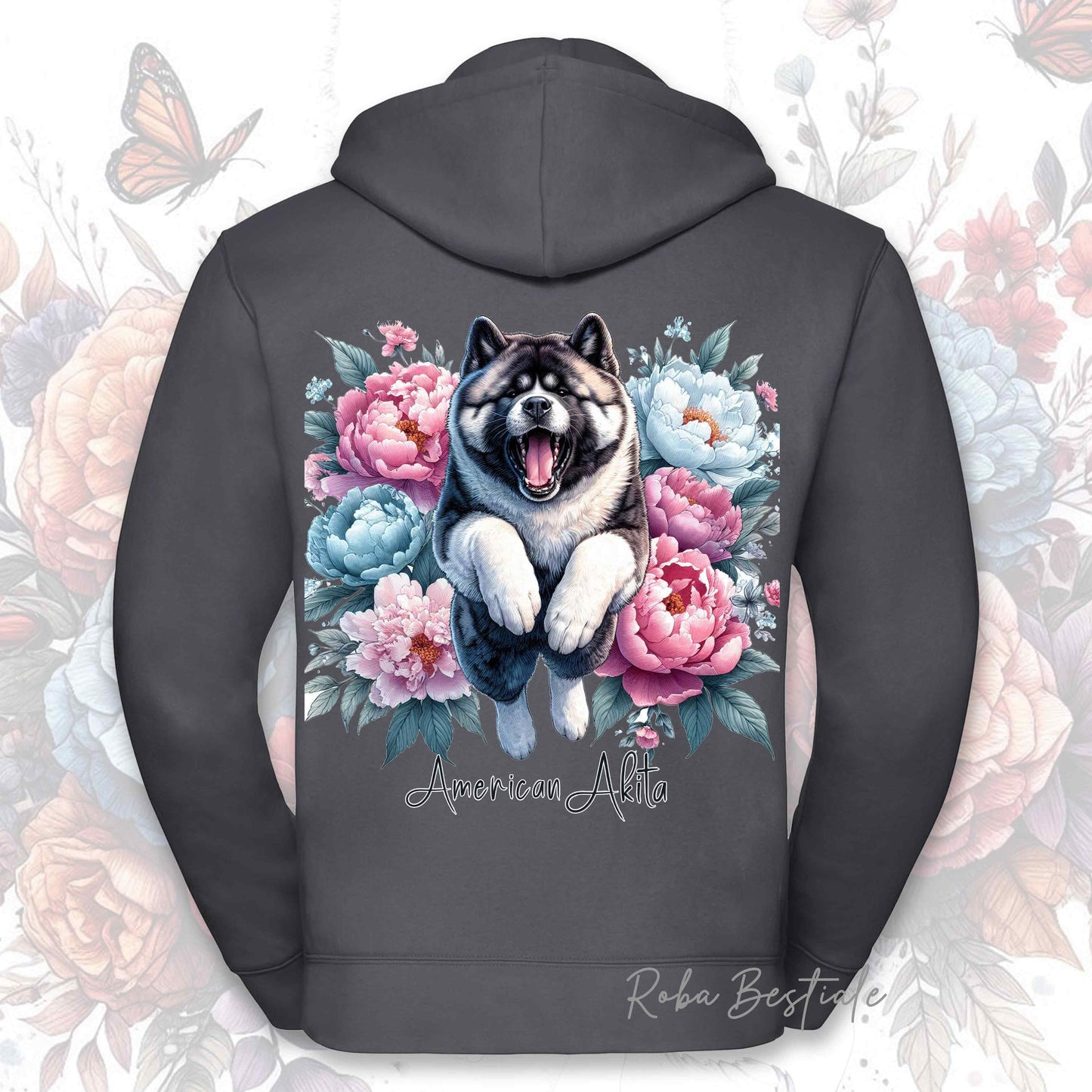 Felpa PEONY - AKITA AMERICANO - Con Cappuccio e Full Zip, Uomo o Donna, in tanti colori - dalla XS alla 5XL