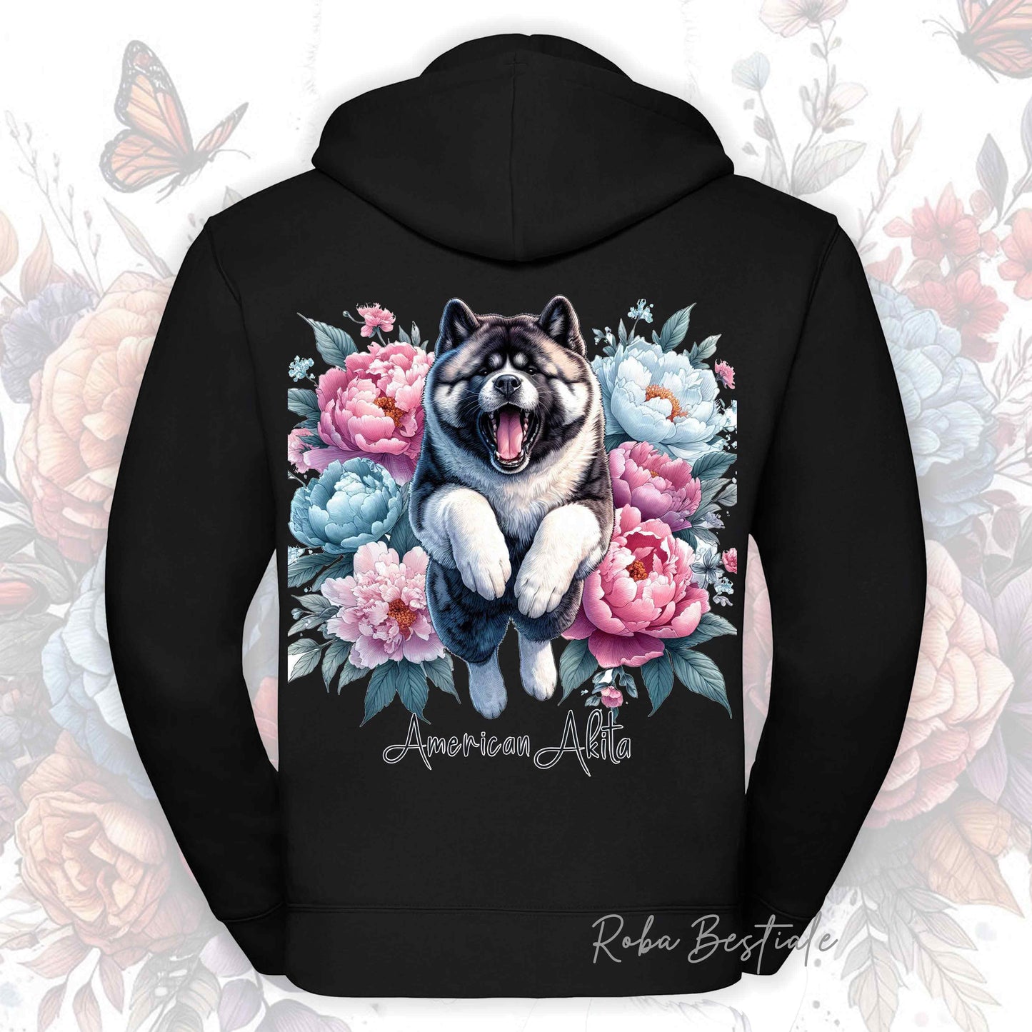 Felpa PEONY - AKITA AMERICANO - Con Cappuccio e Full Zip, Uomo o Donna, in tanti colori - dalla XS alla 5XL