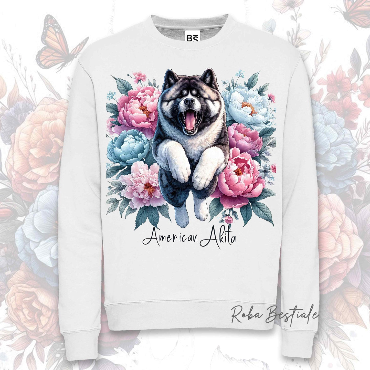Felpa Invernale PEONY - AKITA AMERICANO - Girocollo, Unisex, in tanti colori! - dalla XS alla 3XL