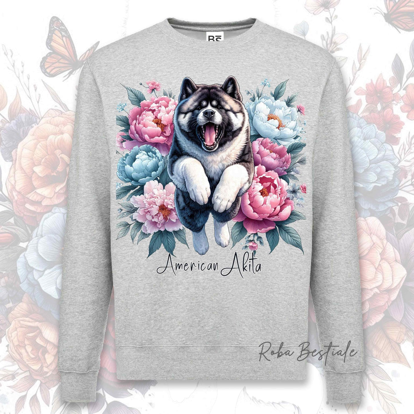 Felpa Invernale PEONY - AKITA AMERICANO - Girocollo, Unisex, in tanti colori! - dalla XS alla 3XL