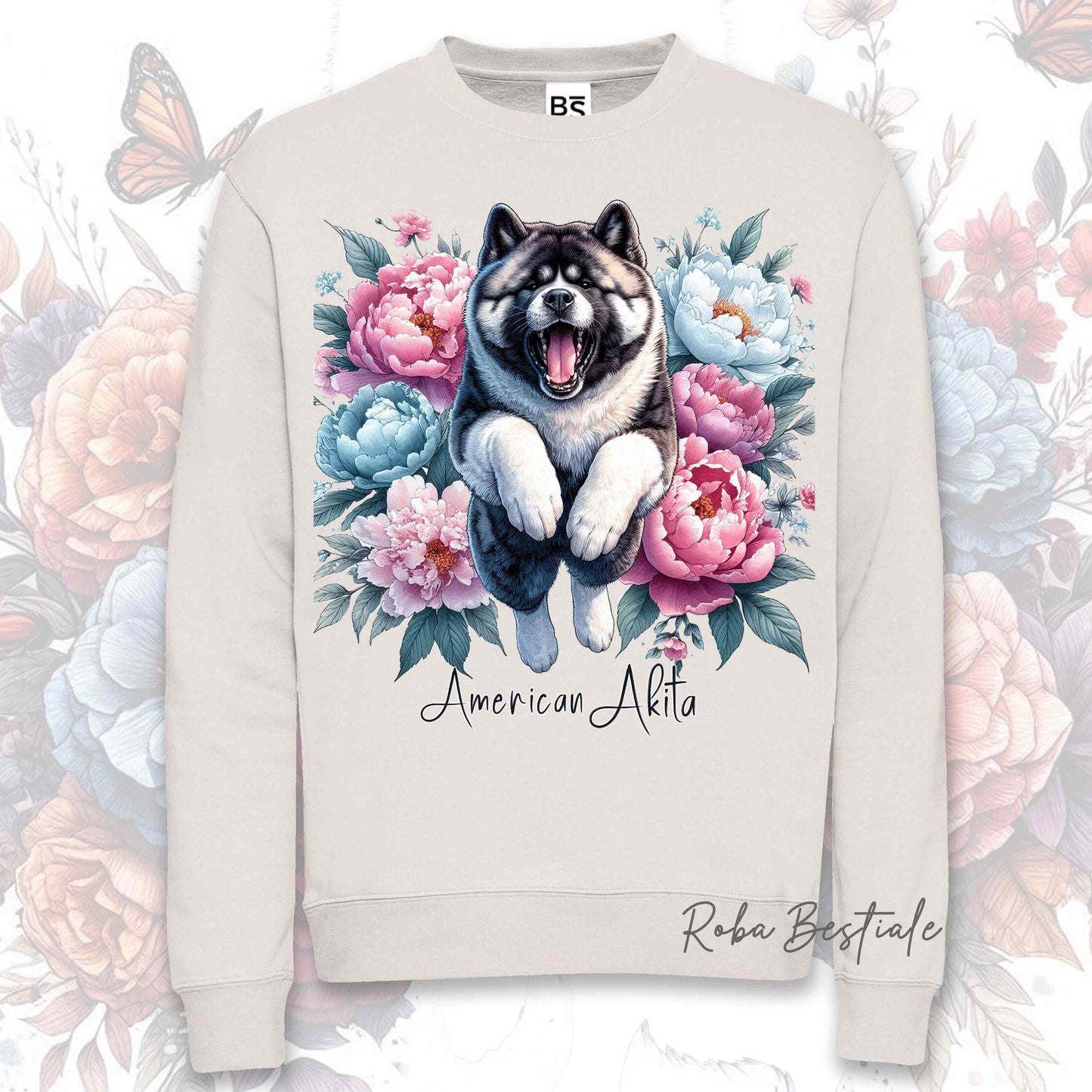Felpa Invernale PEONY - AKITA AMERICANO - Girocollo, Unisex, in tanti colori! - dalla XS alla 3XL