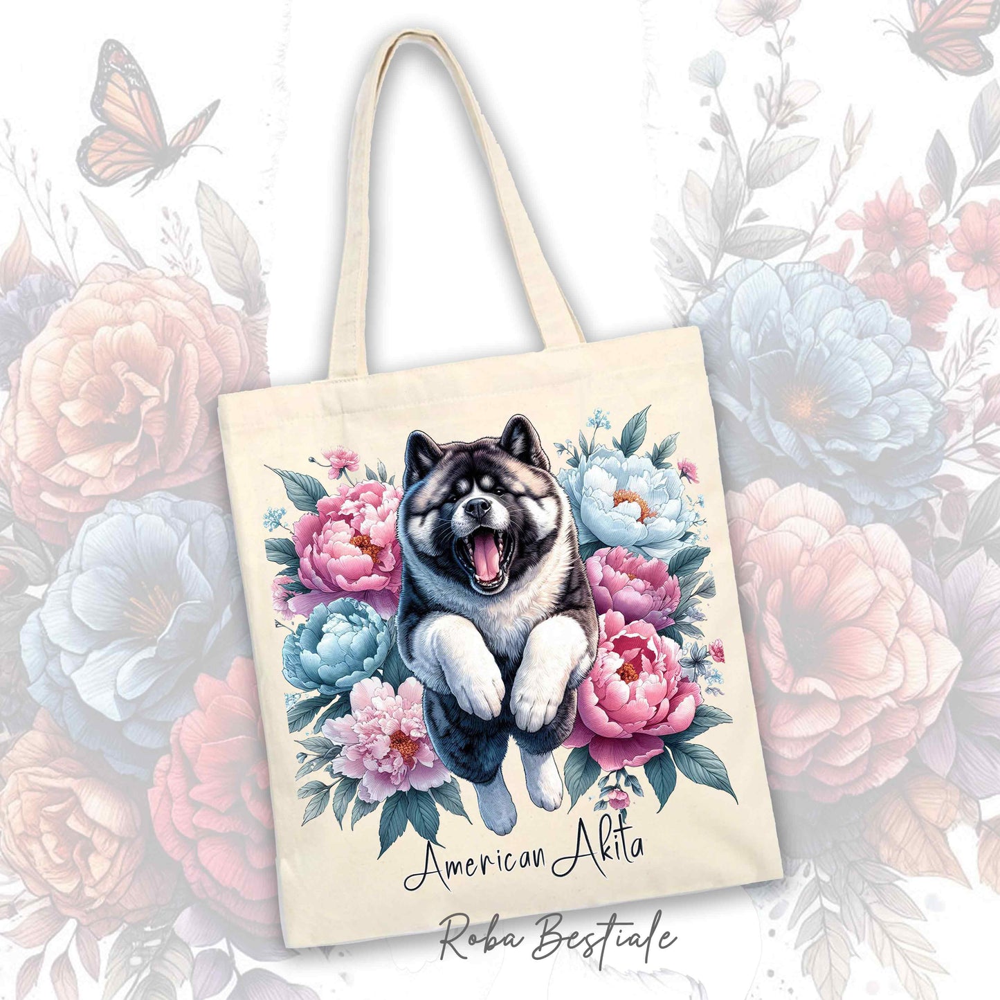 Shopper PEONY - AKITA AMERICANO - Diversi colori disponibili - 100% Cotone