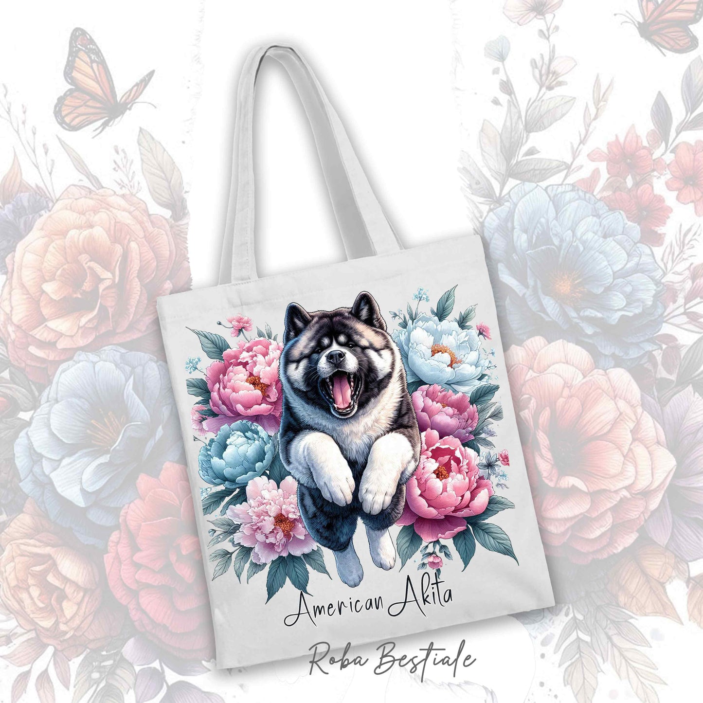 Shopper PEONY - AKITA AMERICANO - Diversi colori disponibili - 100% Cotone