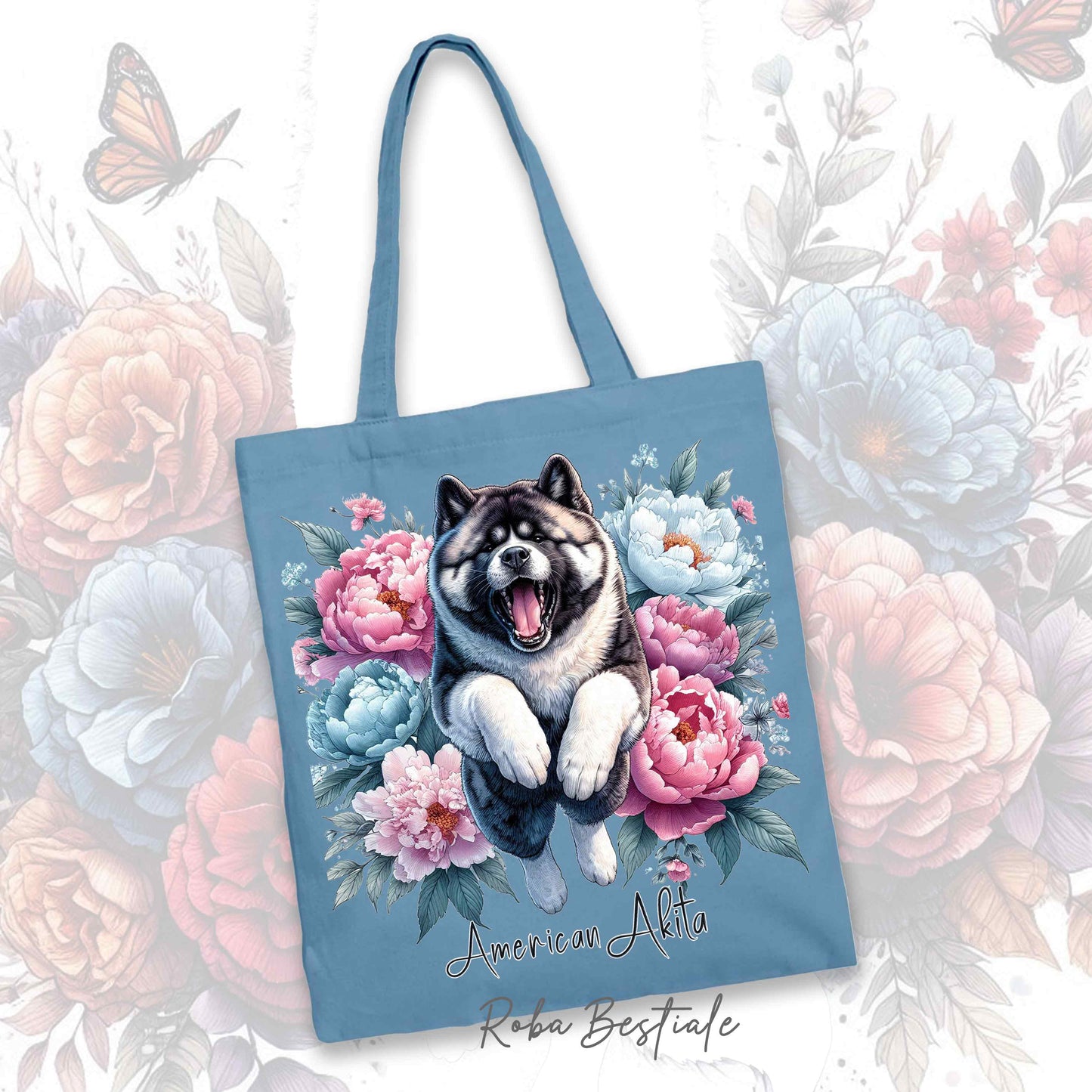 Shopper PEONY - AKITA AMERICANO - Diversi colori disponibili - 100% Cotone