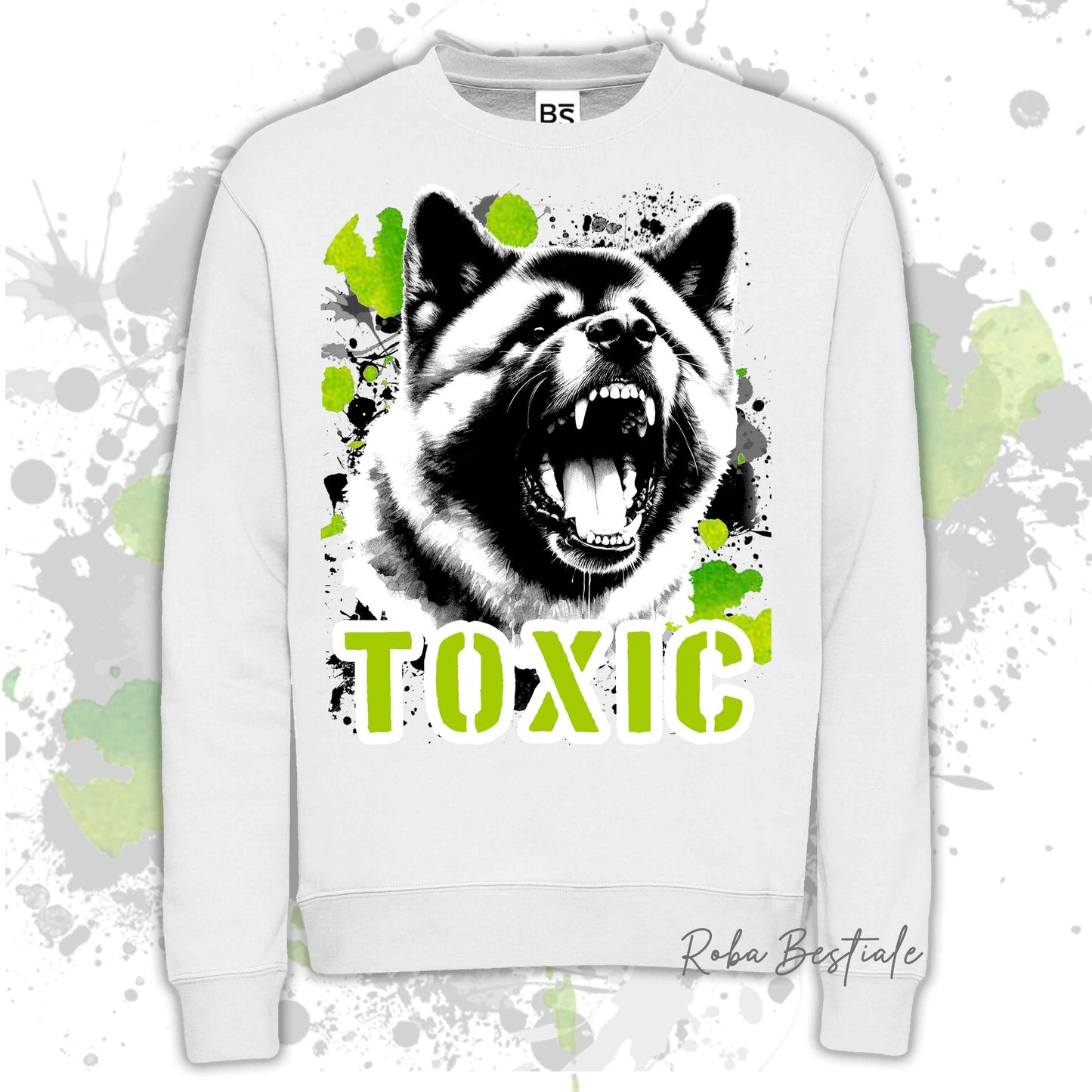 Felpa TOXIC - AKITA AMERICANO - Girocollo, Unisex, in tanti colori! - dalla XS alla 3XL