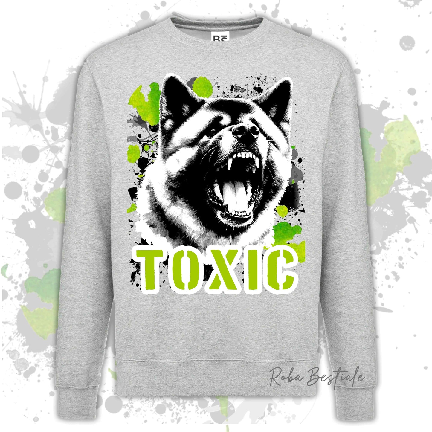 Felpa TOXIC - AKITA AMERICANO - Girocollo, Unisex, in tanti colori! - dalla XS alla 3XL
