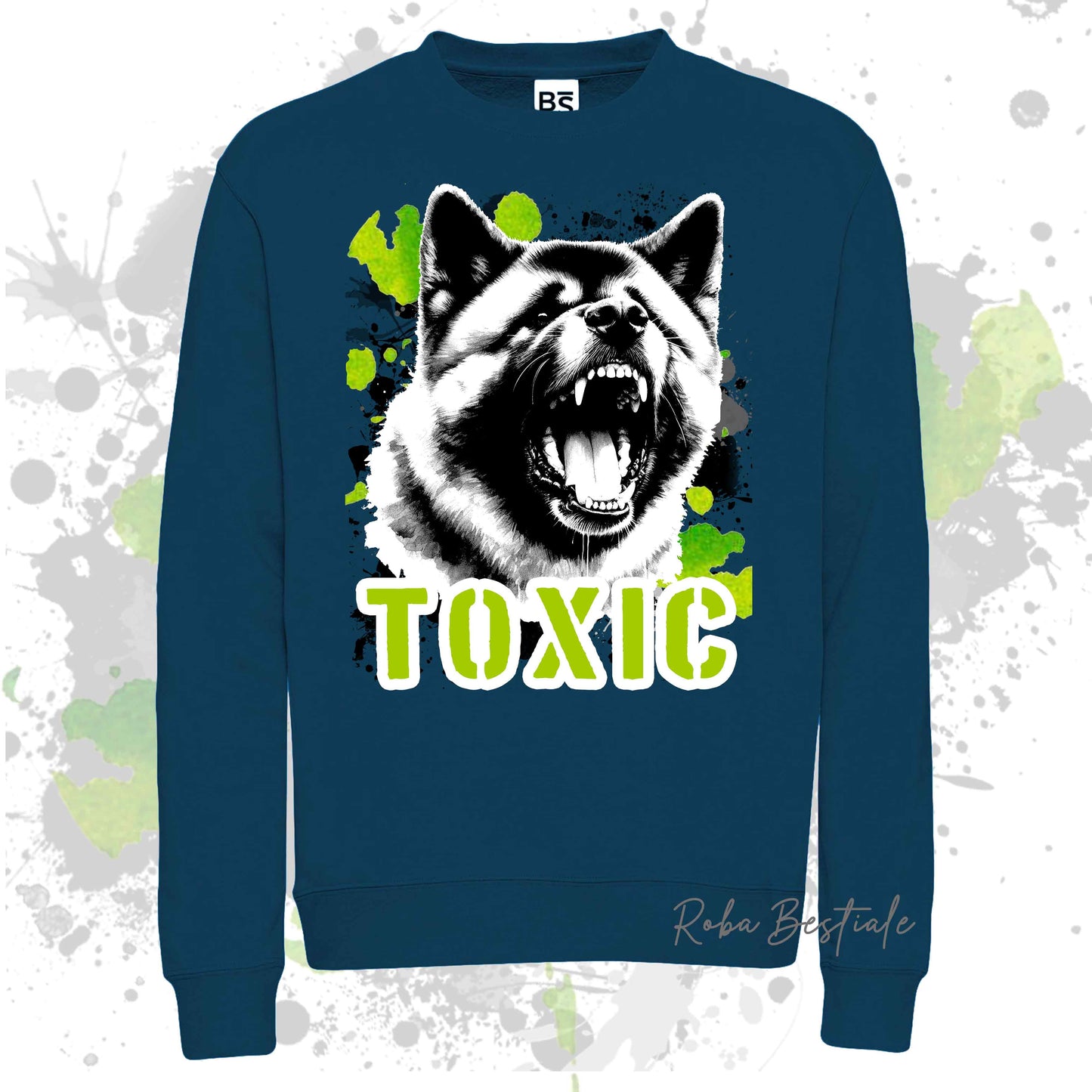 Felpa TOXIC - AKITA AMERICANO - Girocollo, Unisex, in tanti colori! - dalla XS alla 3XL