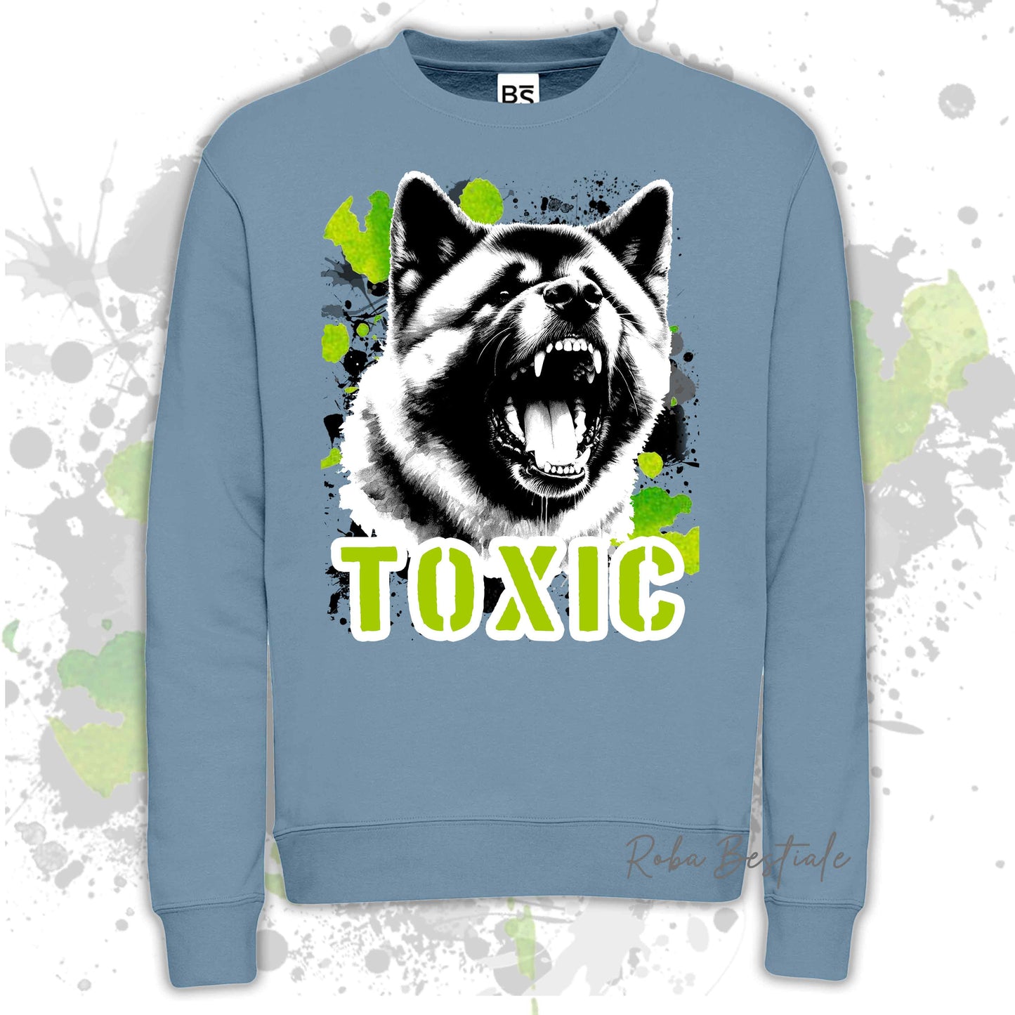 Felpa TOXIC - AKITA AMERICANO - Girocollo, Unisex, in tanti colori! - dalla XS alla 3XL