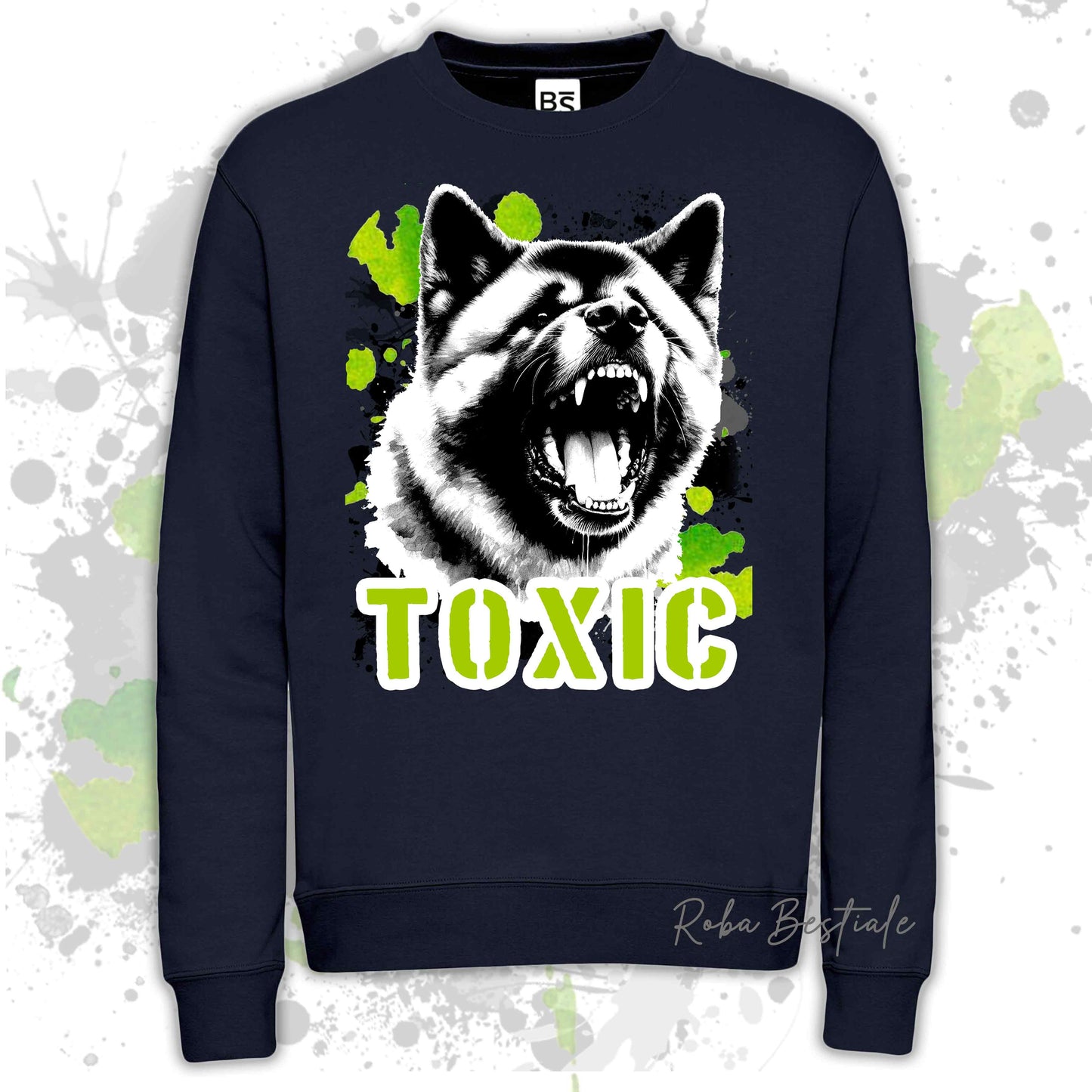 Felpa TOXIC - AKITA AMERICANO - Girocollo, Unisex, in tanti colori! - dalla XS alla 3XL