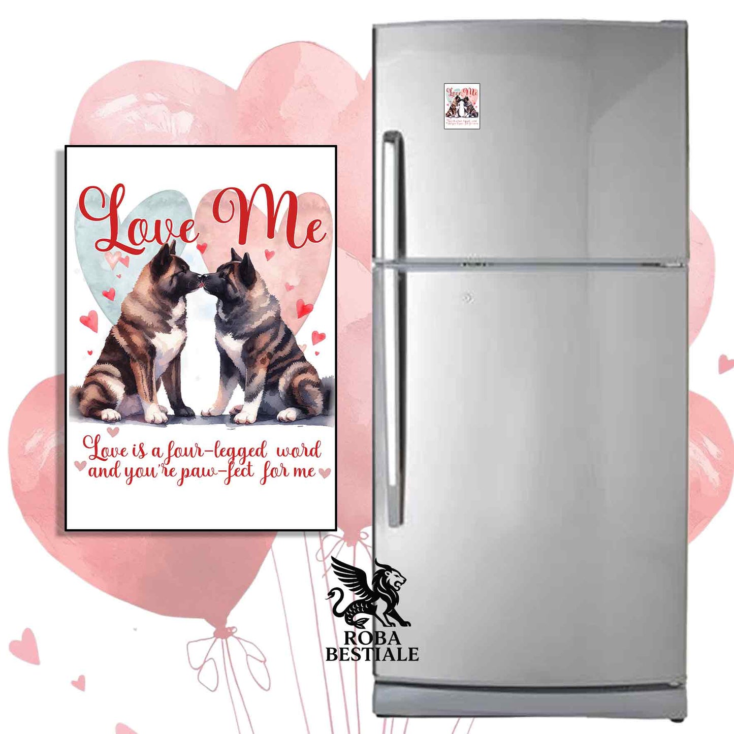 Calamita LOVE ME - AKITA AMERICANO Tigrato - in MDF - 7x5 cm