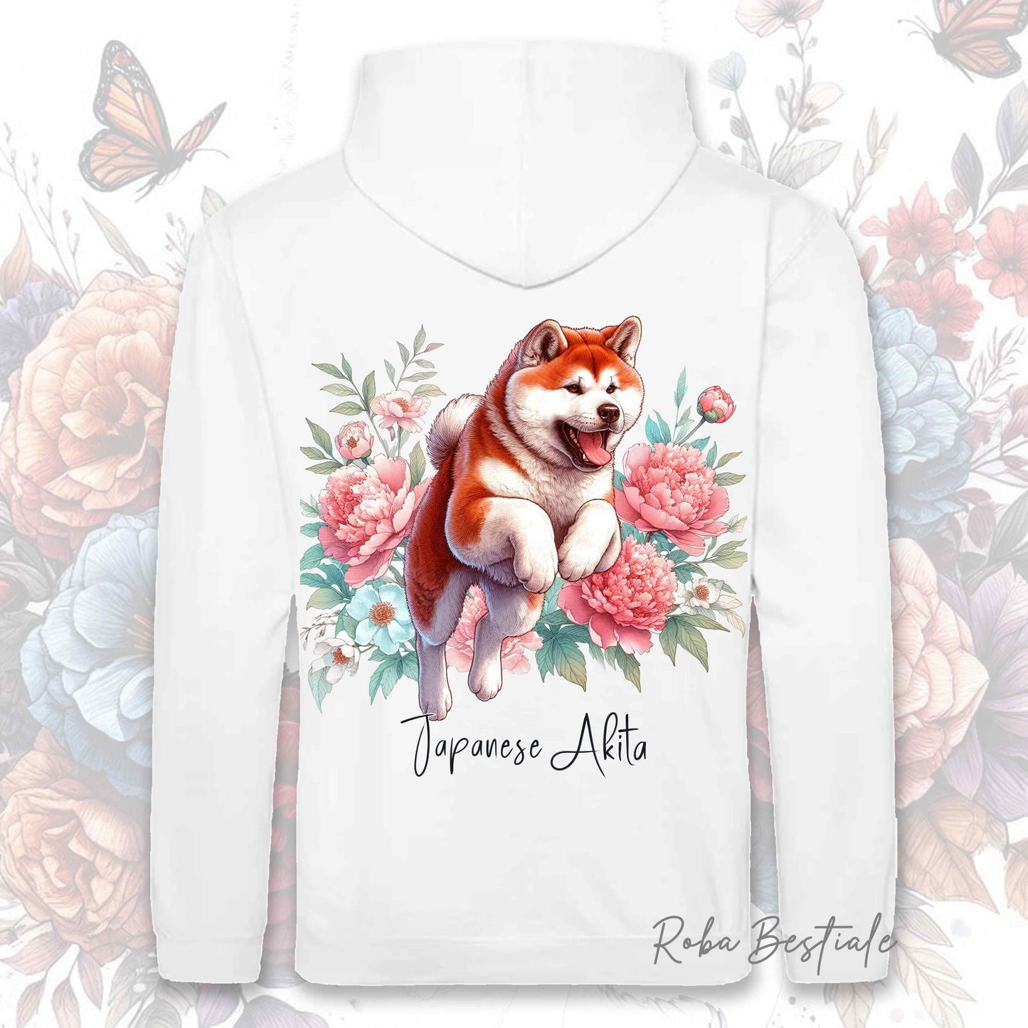 Felpa PEONY - AKITA INU Rosso - Con Cappuccio e Tasconi, Unisex, in tanti colori - dalla XS alla 5XL