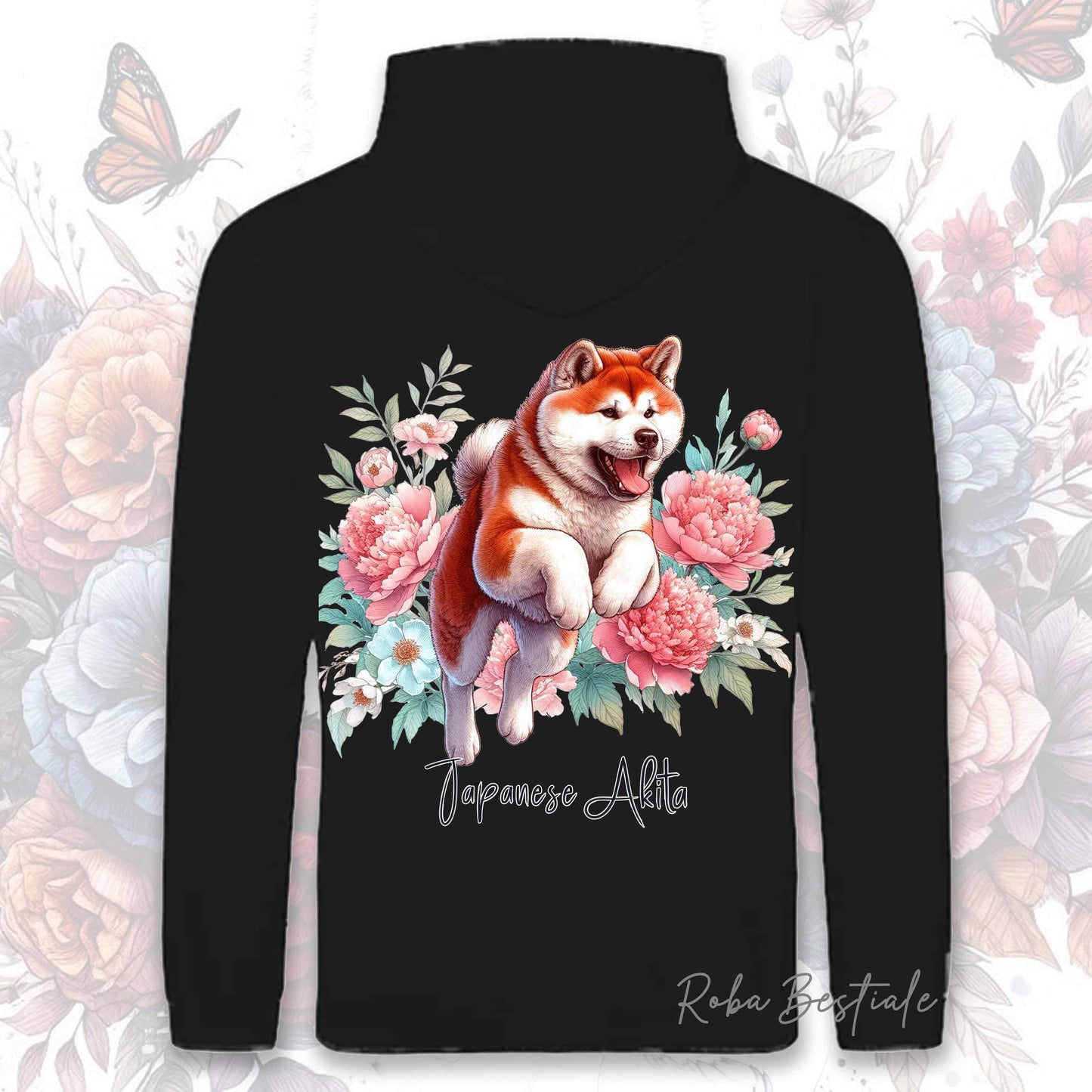 Felpa PEONY - AKITA INU Rosso - Con Cappuccio e Tasconi, Unisex, in tanti colori - dalla XS alla 5XL