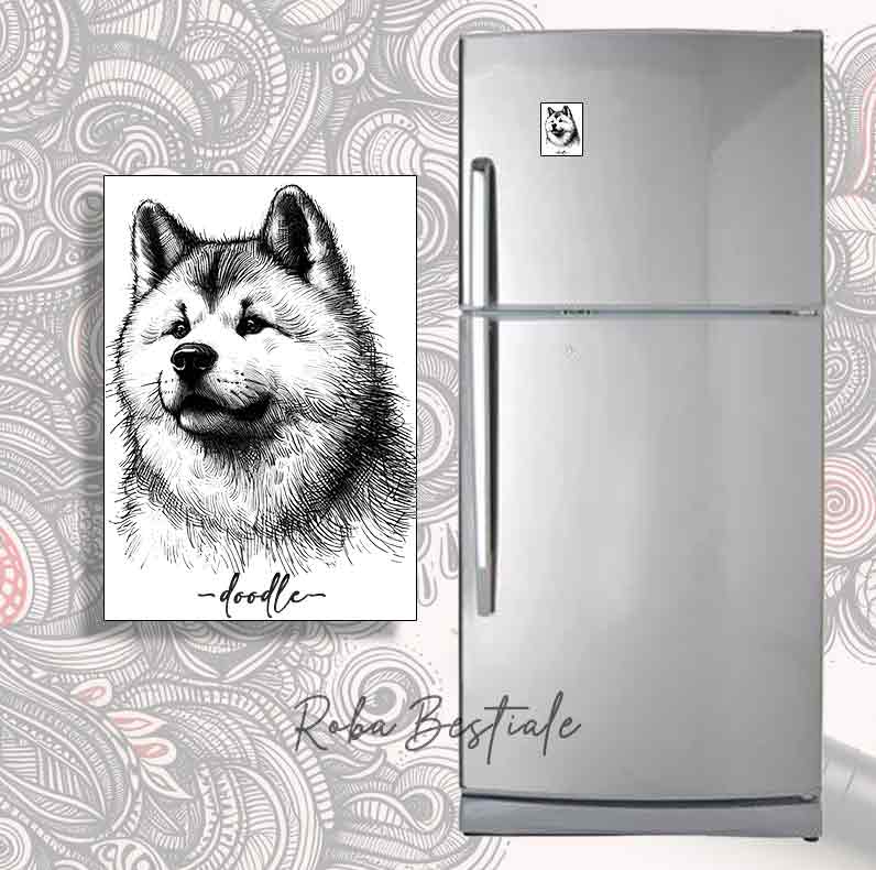 Magnete DOODLE - AKITA INU Rosso