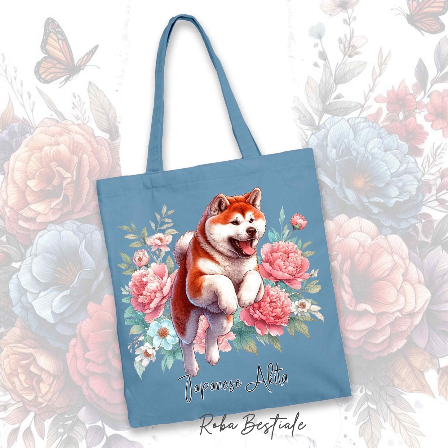 Shopper PEONY - AKITA INU Rosso - Diversi colori disponibili - 100% Cotone